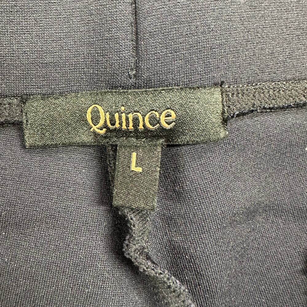 Quince Pants Womens Large Navy Blue Ultra Stretch Ponte Kick Flare Pull On Work - Picture 4 of 9